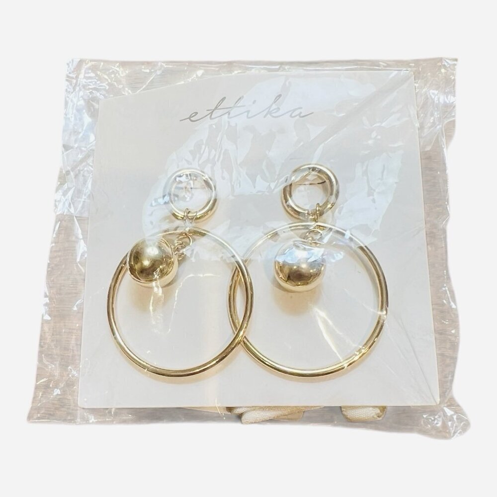 Ettika Revolve Gold Tone Circular Dangle Earrings Retro Y2K New With Tags